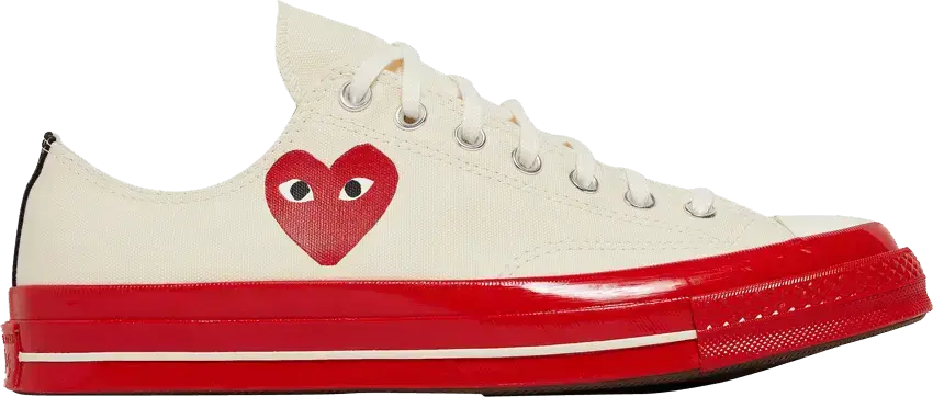  Converse Chuck Taylor All-Star 70 Ox Comme des Garcons PLAY Egret Red Midsole