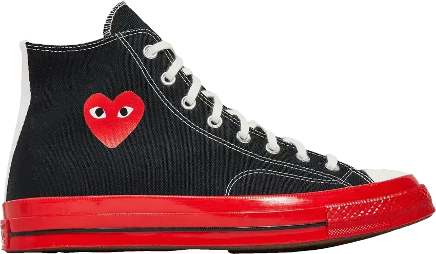  Converse Chuck Taylor All-Star 70 Hi Comme des Garcons PLAY Black Red Midsole