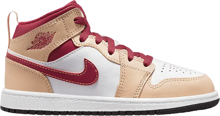  Jordan 1 Mid Light Curry Cardinal (PS)