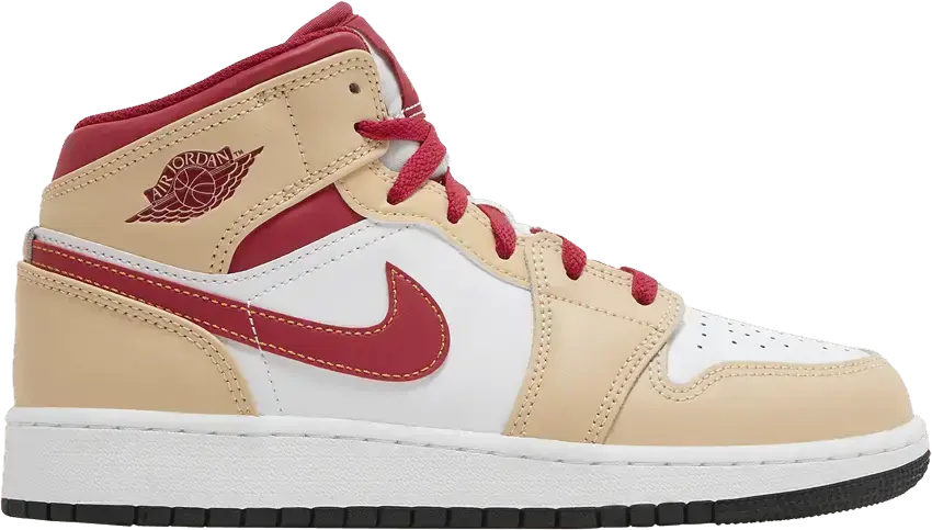  Jordan 1 Mid Light Curry Cardinal (GS)