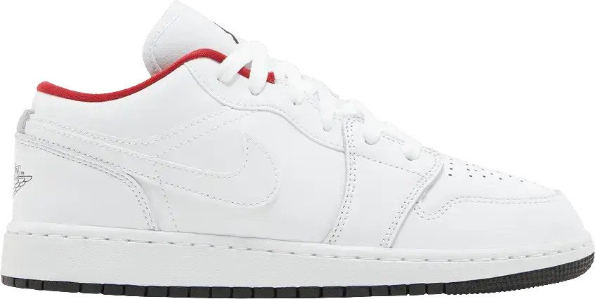  Jordan 1 Low White Gym Red Black (GS)