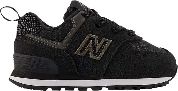  New Balance 574 Bungee Lace Toddler Wide &#039;Black Metallic&#039;