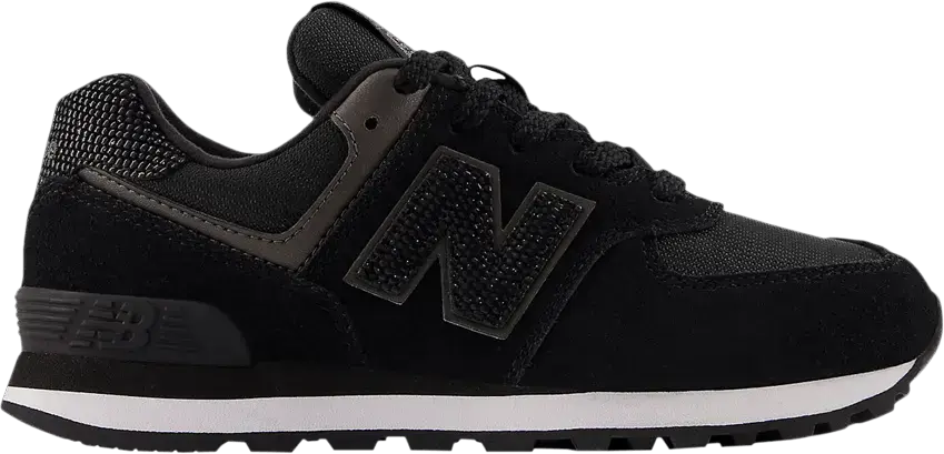  New Balance 574 Little Kid Wide &#039;Black Metallic&#039;