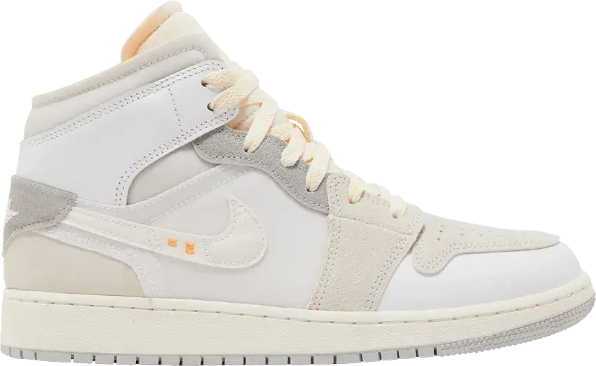  Jordan 1 Mid SE Craft Inside Out White Grey (GS)