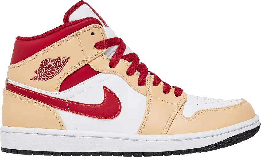  Jordan 1 Mid Light Curry Cardinal