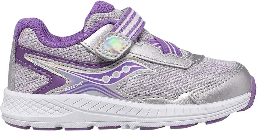  Saucony Ride 10 Little Kid &#039;Silver Purple&#039;