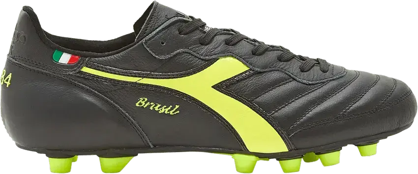 Diadora Brasil Made in Italy OG LT+ MDPU &#039;Black Fluorescent Yellow&#039;