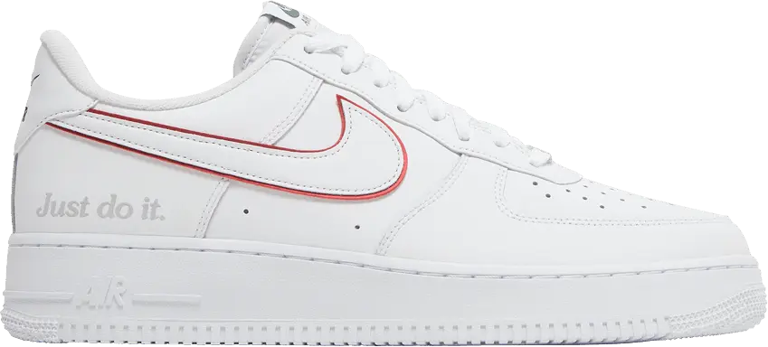  Nike Air Force 1 Low Just Do It White Noble Green Metallic Silver University Red