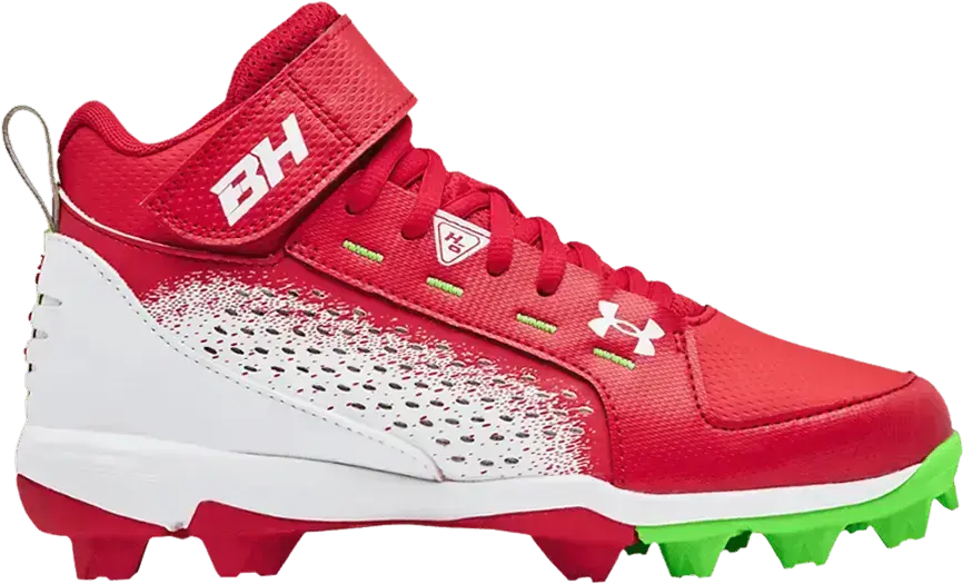  Under Armour Harper 6 Mid RM GS &#039;Red Hyper Green&#039;