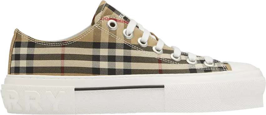 Burberry Vintage Check Cotton Sneakers Archive Beige White (Women&#039;s)