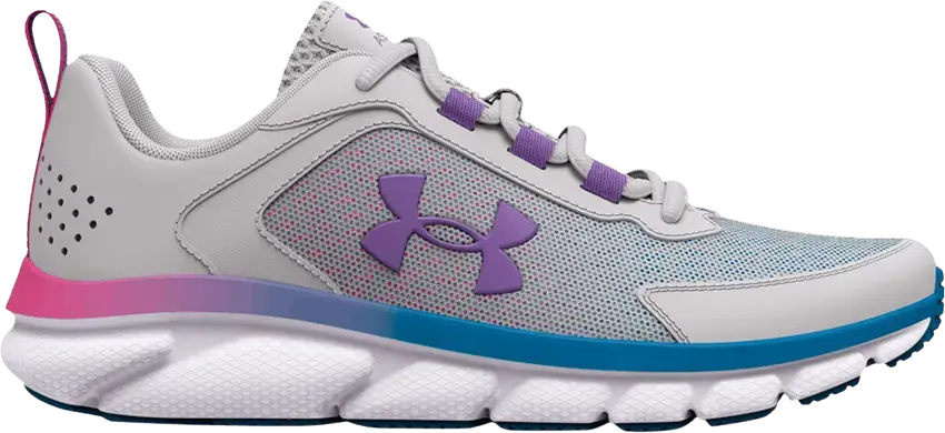  Under Armour Charged Assert 9 Wide GS &#039;Halo Grey White&#039;