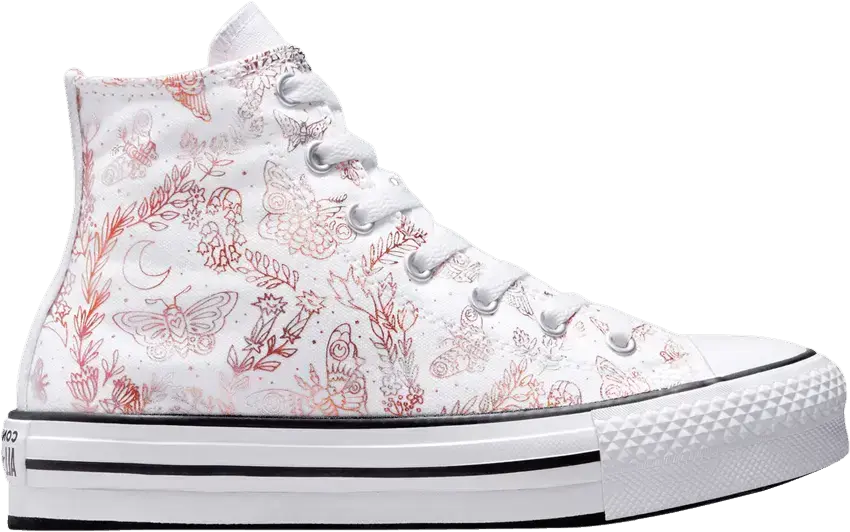  Converse Chuck Taylor All Star EVA Lift Platform High GS &#039;Butterfly Shine - White&#039;