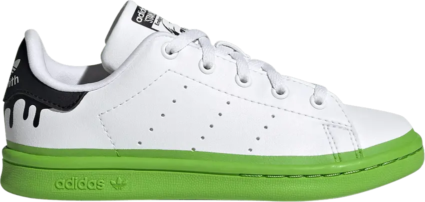  Adidas Stan Smith Little Kid &#039;Paint Drip - White Solid Green&#039;