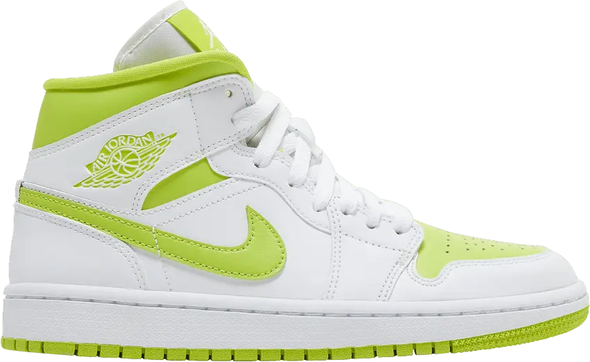  Jordan 1 Mid White Lime (Women&#039;s)