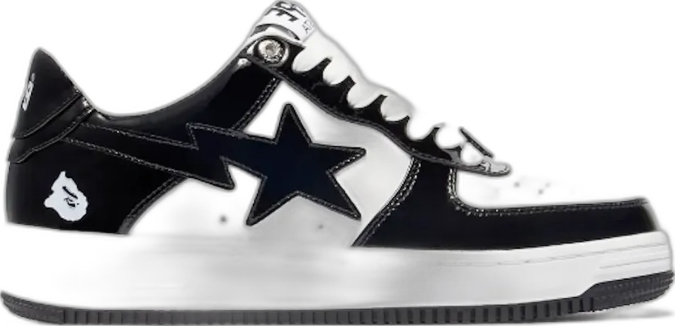  A Bathing Ape Bape Sta Patent Leather Black White