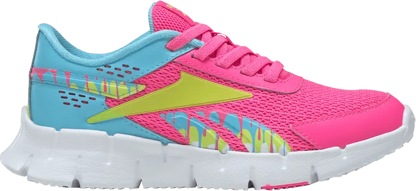  Reebok Zig Dynamica 2 Little Kid &#039;Paint Drip - Atomic Pink&#039;