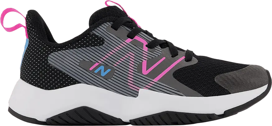  New Balance Rave Run v2 Little Kid Wide &#039;Black Vibrant Pink&#039;