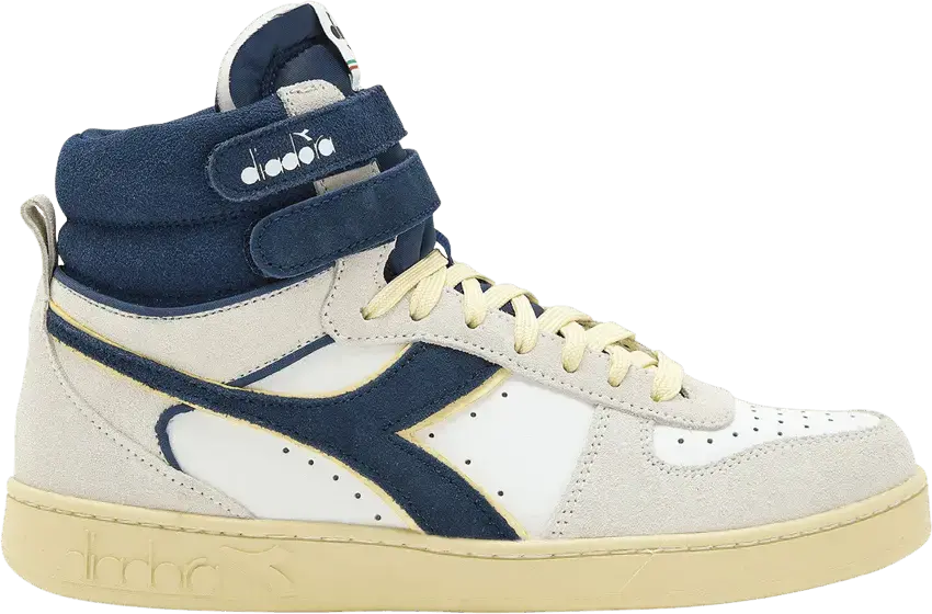  Diadora Mi Basket Mid Used &#039;White Blue Caspian Sea&#039;