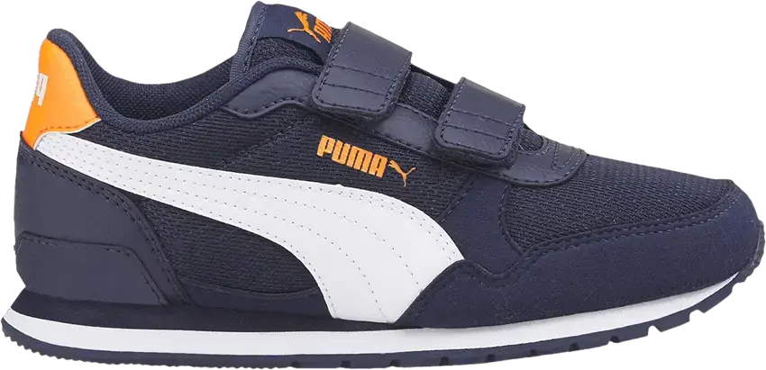  Puma ST Runner v3 Mesh V Little Kid &#039;Peacoat Vibrant Orange&#039;