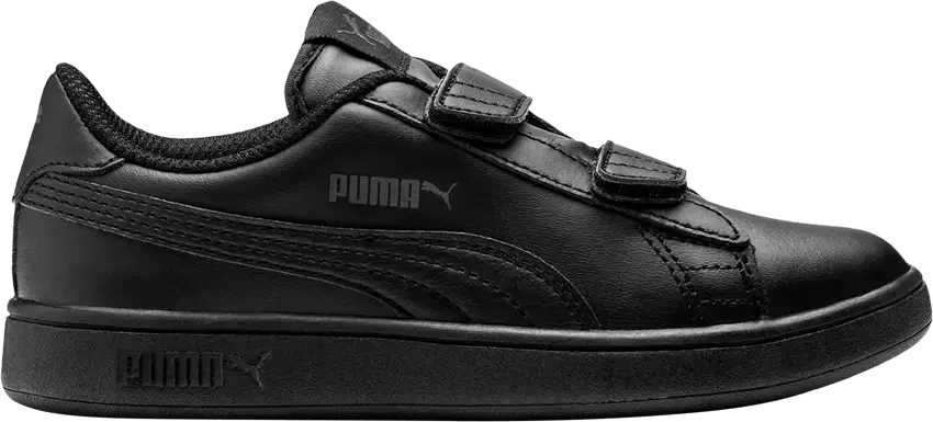  Puma Smash v2 Leather Little Kid &#039;Triple Black&#039;