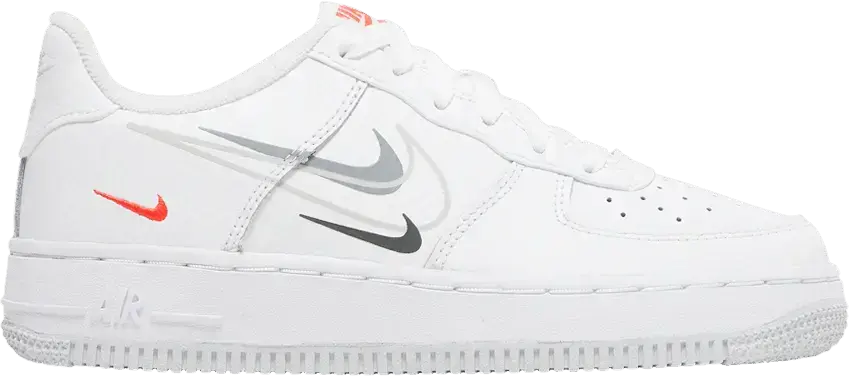  Nike Air Force 1 Low Multi-Swoosh White Particle Grey Photon Dust Bright Crimson (GS)