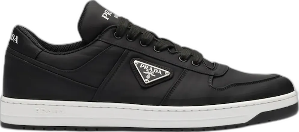  Prada Re-Nylon Gabardine Low Top Sneakers Black Black White
