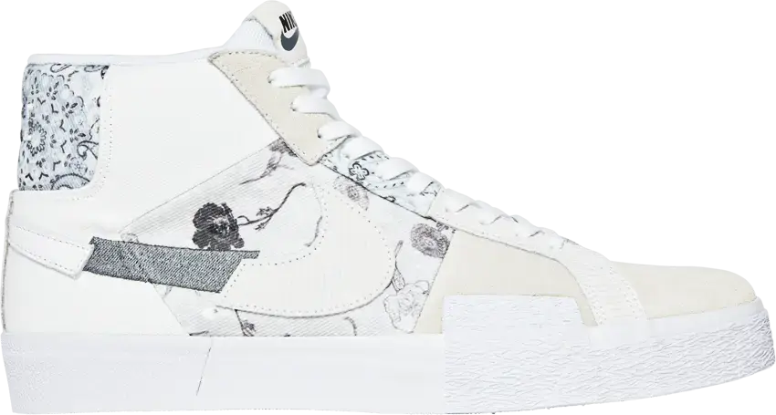  Nike SB Zooom Blazer Mid Edge Floral White Grey