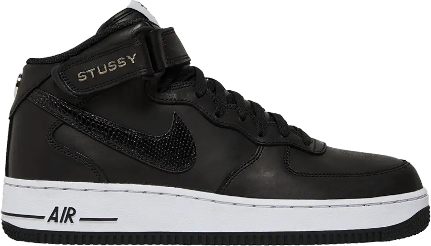  Nike Air Force 1 Mid Stussy Black White