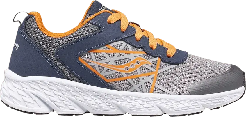  Saucony Wind Lace Big Kid &#039;Grey Orange Navy&#039;