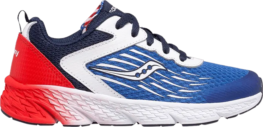  Saucony Wind Lace Big Kid &#039;Red White Blue&#039;