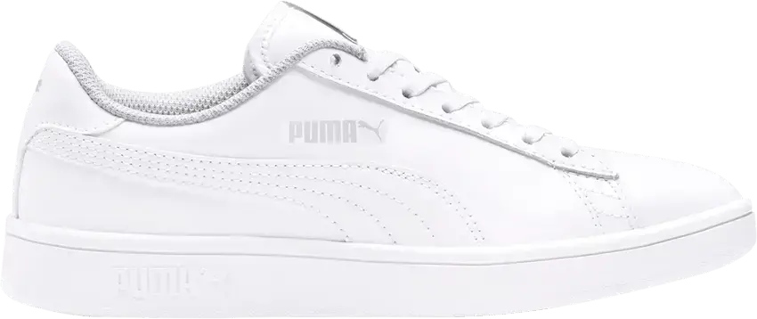  Puma Smash v2 Leather Big Kid &#039;Triple White&#039;