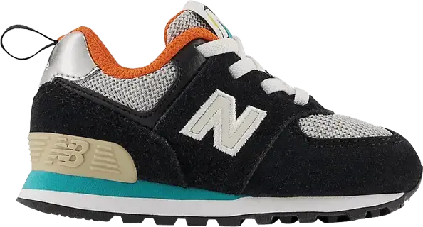  New Balance 574 Bungee Lace Toddler Wide &#039;Black Poppy&#039;