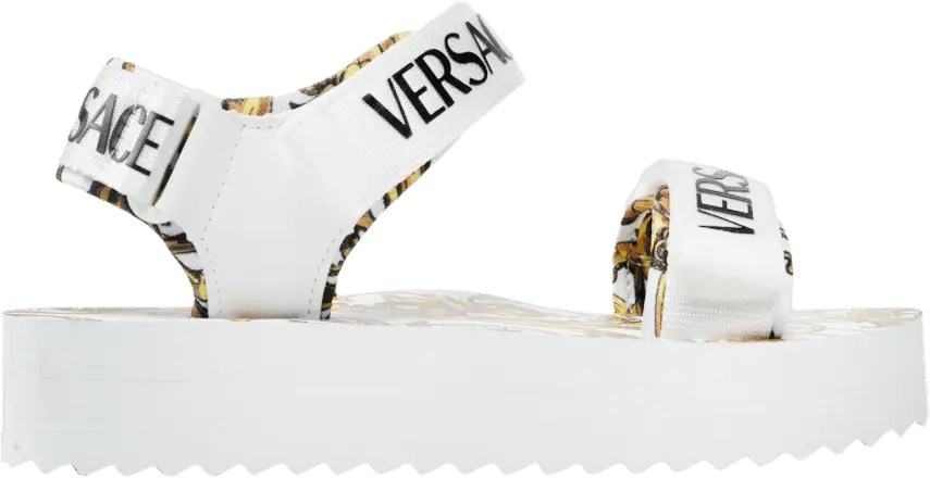  Versace Wmns Garland Logo Platform Sandal &#039;Baroque Print - White&#039;