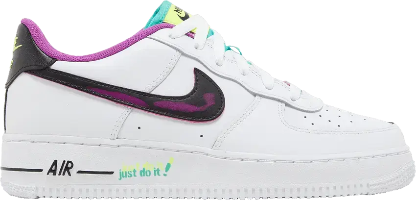  Nike Air Force 1 Low &#039;07 LV8 Just Do It! White Vivid Purple (GS)