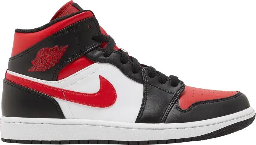  Jordan 1 Mid White Black Red (2022)