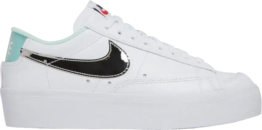  Nike Blazer Low Platform White Black Mint Foam Iridescent (Women&#039;s)