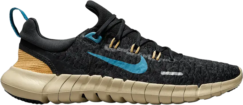  Nike Free Run 5.0 Next Nature Black Anthracite Wheat Gold Noise Aqua (Women&#039;s)