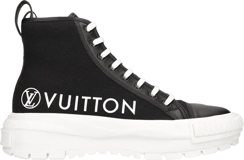  Louis Vuitton Squad Boot Vuitton Logo Canvas Black White (Women&#039;s)