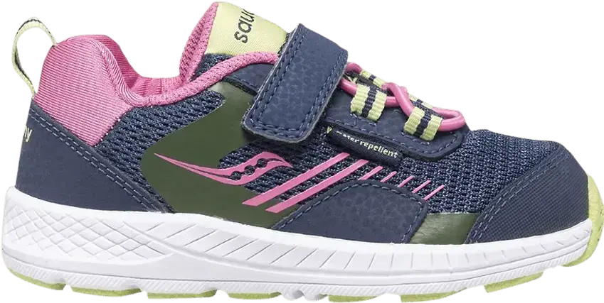  Saucony Wind Shield AC Little Kid &#039;Navy Green Pink&#039;