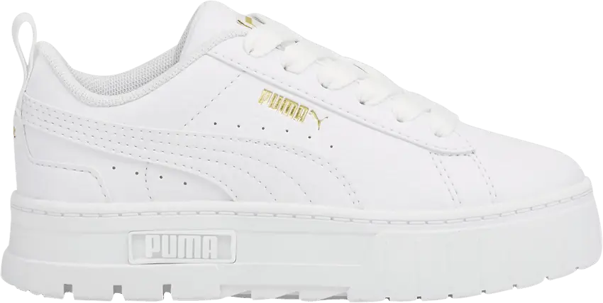  Puma Mayze Leather Little Kid &#039;White Team Gold&#039;