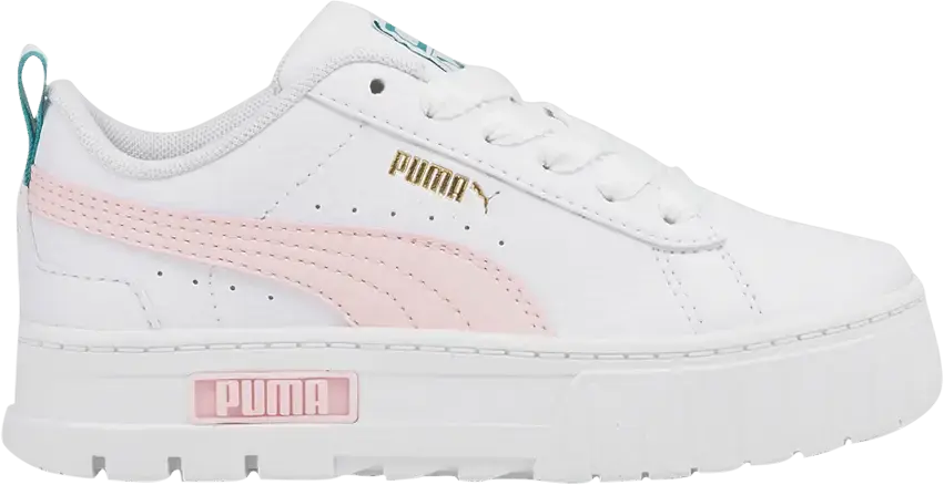  Puma Mayze Leather Little Kid &#039;White Chalk Pink&#039;