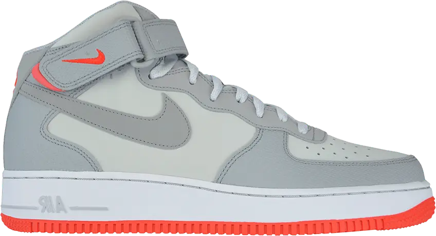  Nike Air Force 1 Mid Pure Platinum Wolf Grey Bright Crimson