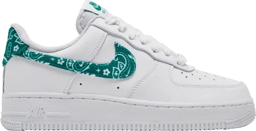  Nike Air Force 1 Low &#039;07 Essential White Green Paisley (Women&#039;s)