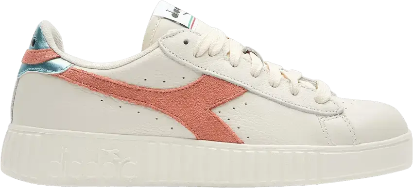  Diadora Wmns Game Step Premium Tumbled Leather &#039;White Peach Nectar&#039;