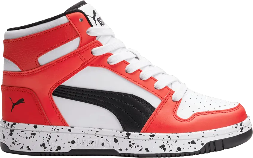  Puma Rebound LayUp Speckle Big Kid &#039;White High Risk Red&#039;