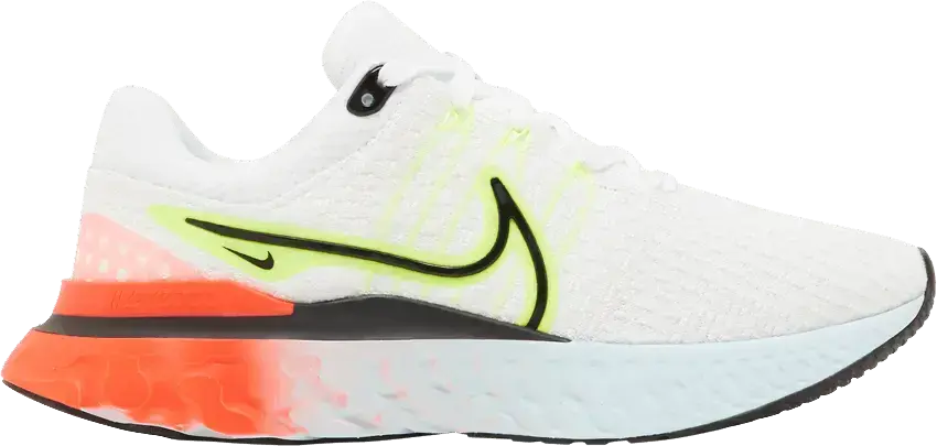  Nike React Infinity Run Flyknit 3 White Volt Bright Crimson (Women&#039;s)