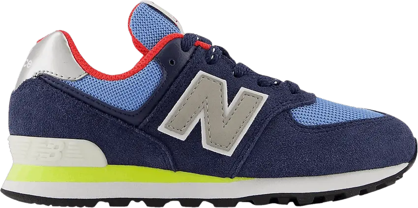  New Balance 574 Little Kid Wide &#039;Natural Indigo Electric Red&#039;