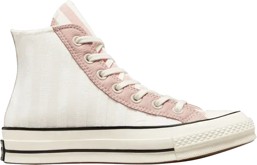  Converse Chuck Taylor All Star 70 Hi Striped Terry Cloth Egret Pink Clay (Women&#039;s)