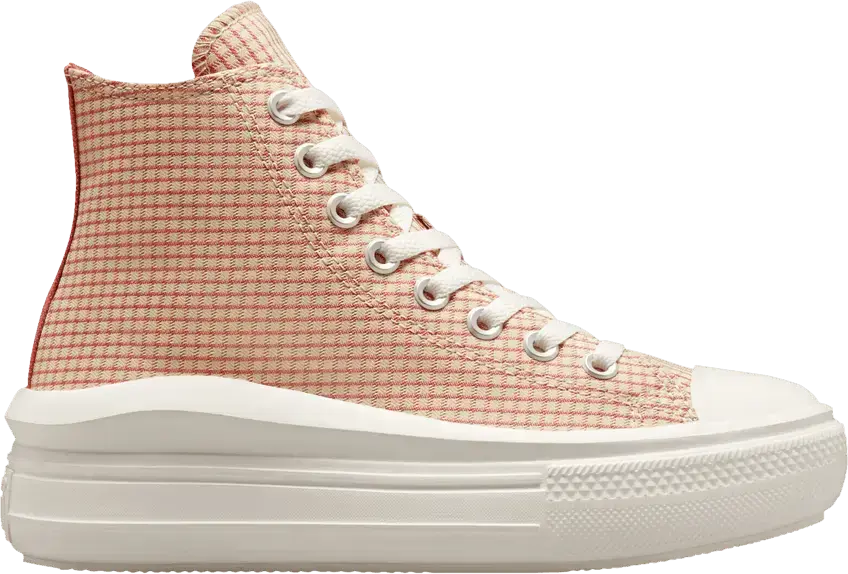  Converse Chuck Taylor All Star Move Platform Hi Checkered Rhubarb Pie (Women&#039;s)