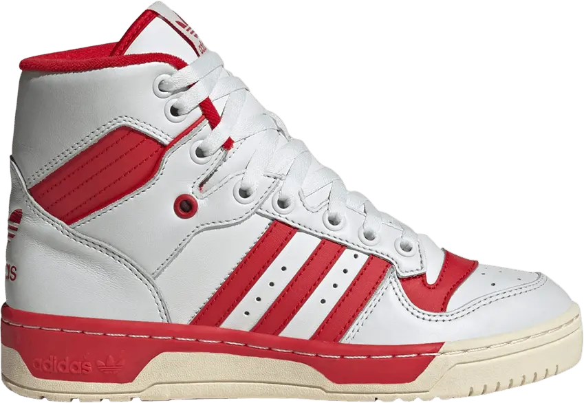  Adidas adidas Rivalry Hi Crystal White Scarlet Red (Women&#039;s)